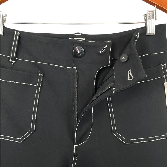 Anthropologie Maeve The Colette Cropped Wide Leg Contrast Stitch Edition Black - Picture 7 of 16